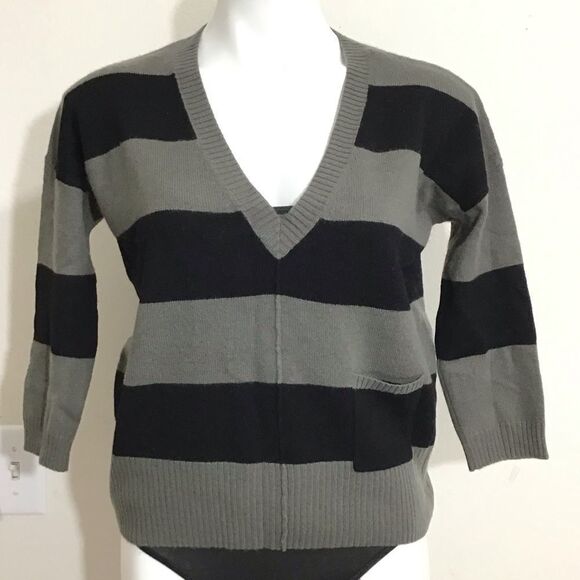 autumn cashmere Cashmere Sweater 3/4 Sleeve Pullover V-Neck Size Small - Picture 1 of 13